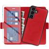 Giyer Wallet Case for Samsung Galaxy S26, Detachable PU Leather Case with Screen Protector, Stand, Card Slots and Magnetic Mount, Red view 1