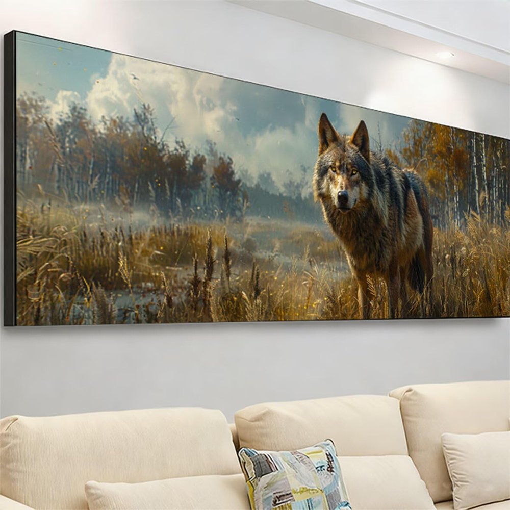 5D Diamond Painting for Adults, Extra-Large 75 x 25 cm, Wolf Design, DIY Craft Kit, Room Decor, Gift (Tree) 7X-228