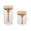 Healifty Square Glass Storage Jars, Set of 2, 800 ml and 1,200 ml, with Wooden Lids view 2