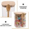 Healifty Square Glass Storage Jars, Set of 2, 800 ml and 1,200 ml, with Wooden Lids view 3