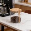 Healifty Square Glass Storage Jars, Set of 2, 800 ml and 1,200 ml, with Wooden Lids view 4