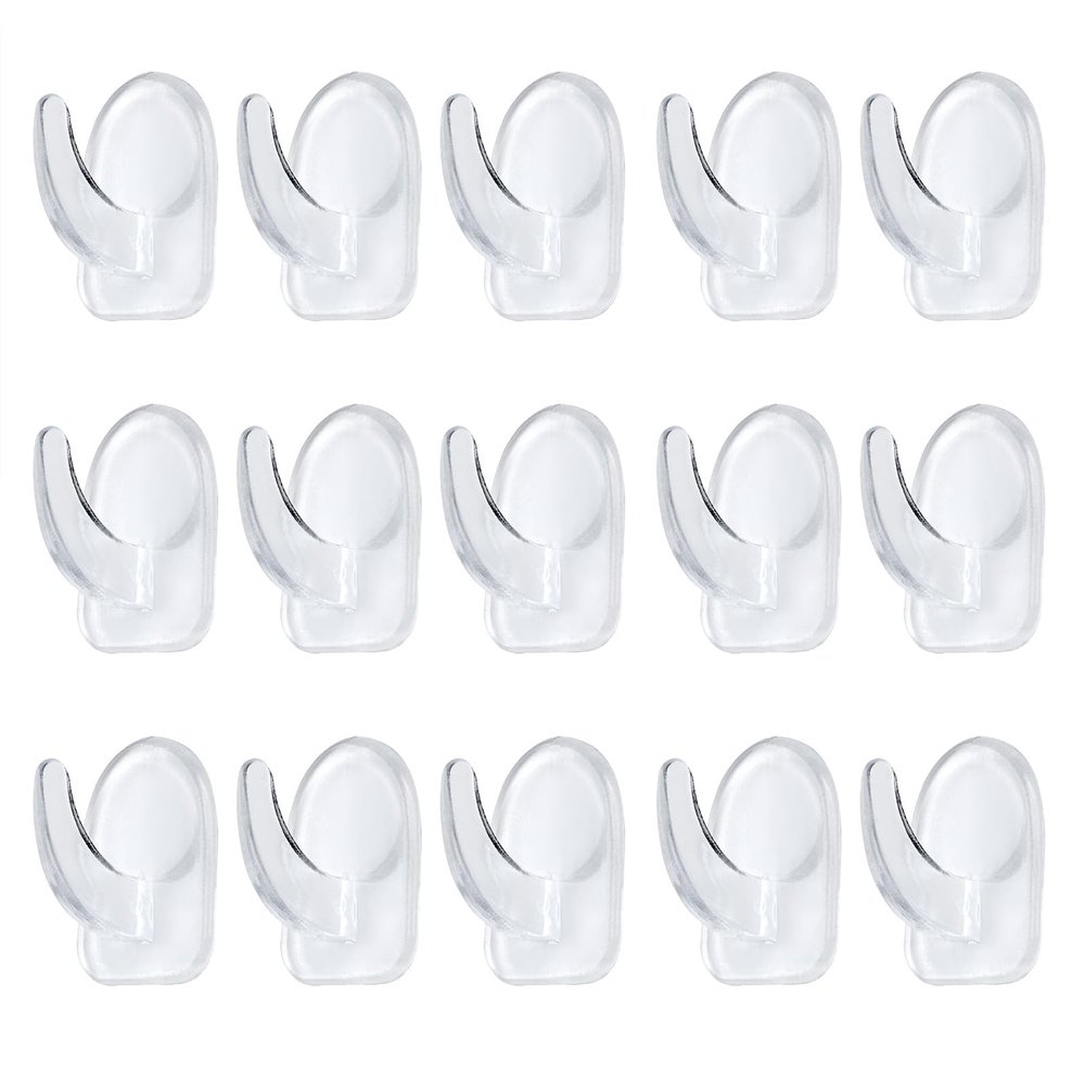 Small Self-Adhesive Transparent Plastic Wall Hooks, Extra-Strong, No Drilling, 10-Pack