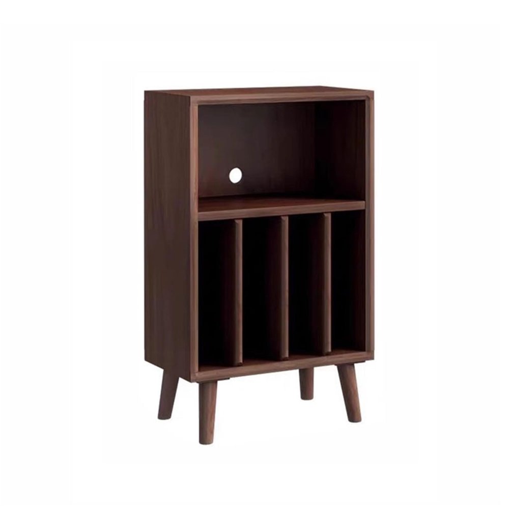GEK208130 Freestanding Low Wooden CD Display Cabinet, Walnut
