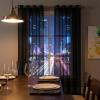 NINGBAI 2-Piece Set Sheer Curtains, 75 x 120 cm, Linen Look, Black view 2