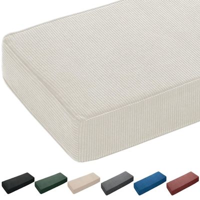 moismk 5 cm Thick Corduroy Bench Cushion, Washable & Non-Slip, Beige, 100 x 40 cm