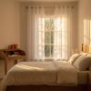 NINGBAI 2-Piece Sheer Voile Curtains, 130 x 210 cm, Linen Look, White view 2