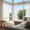 NINGBAI 2-Piece Sheer Voile Curtains, 130 x 210 cm, Linen Look, White view 3