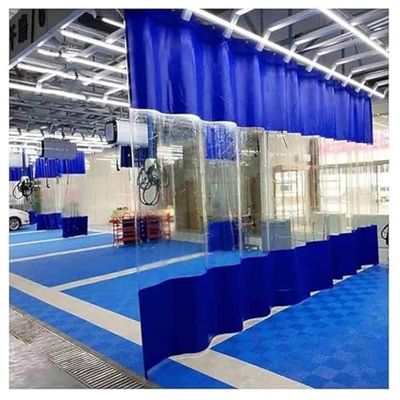 Durable Industrial Wash-Bay Curtains with Transparent Panels