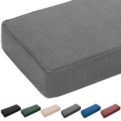 moismk Bench Cushion, 5 cm Thick, Washable & Non-Slip, Corduroy, Gray, 100 x 50 cm