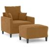 Bucmath Velvet Armchair with Ottoman, Brown view 2