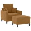 Bucmath Velvet Armchair with Ottoman, Brown view 3