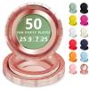 Nkaiso 50-Piece Rose Gold Disposable Paper Plate Set view 1