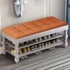 KLGFBDC 2-Tier Shoe Rack Bench with Leather Seat view 1