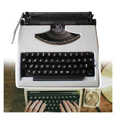 Classic Manual Typewriter with Ribbon, Two-Color Printing, White