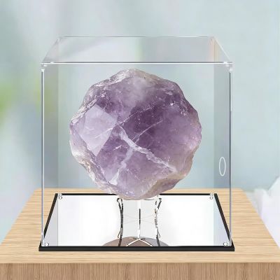 Transparent Acrylic Display Case with Mirrored Base, Front Door, 10 x 10 x 10 cm