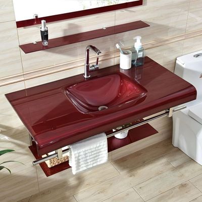 Floating Bathroom Vanity Set with Tempered Glass Sink and Mirror