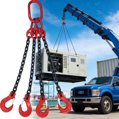 CHZDPP Grade 80 4-Leg Lifting Chain Sling with Hooks, 28T, 13.1 ft (4 m)