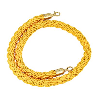 4-Piece Yellow Velvet Rope Stanchion Set with Polished D-Hooks