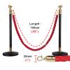 4-Piece Yellow Velvet Rope Stanchion Set with Polished D-Hooks view 4