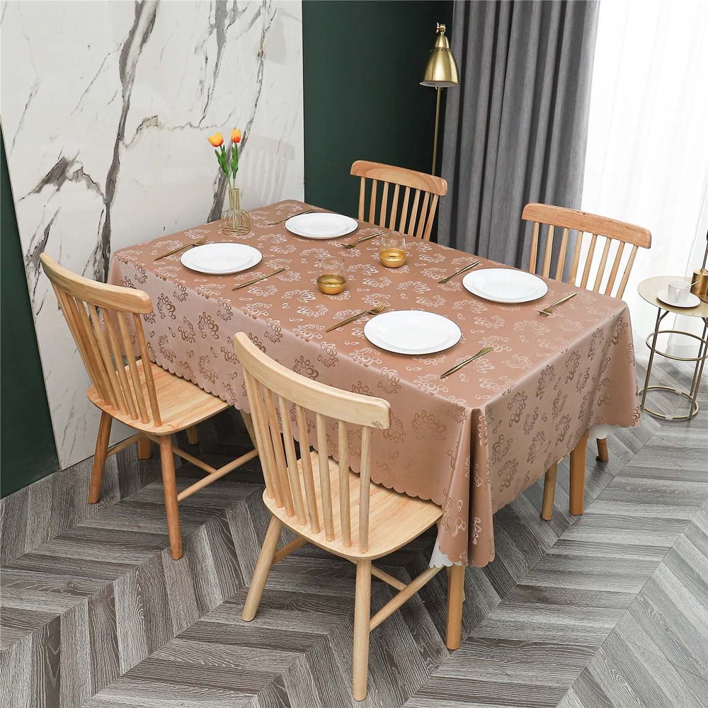 Rectangular Wipe-Clean PVC Tablecloth, Waterproof, Oil-Resistant and Durable, for Home, Garden, Parties and Picnics (Coffee, 120 x 120 cm)