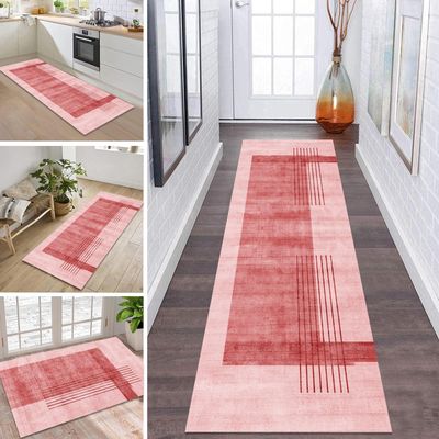 ZDYHMrj Washable Hallway Runner Rug, Red, 80 x 350 cm