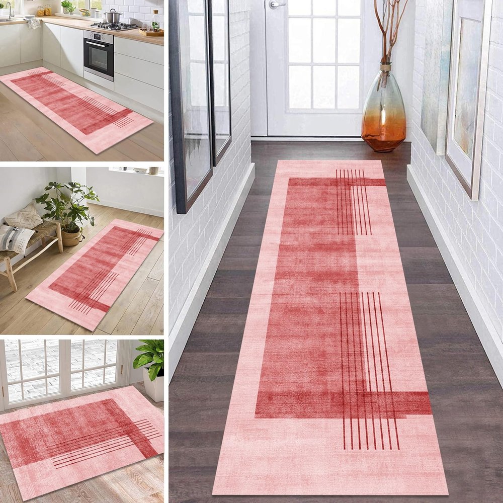 ZDYHMrj Washable Hallway Runner Rug, Red, 80 x 350 cm