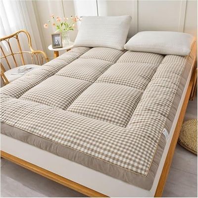 Generic Japanese Floor Mattress, Foldable Roll-Up Futon, Thick Sleeping Pad, Non-Slip, Breathable Mattress for Twin/Full/Queen/Full-Size Beds