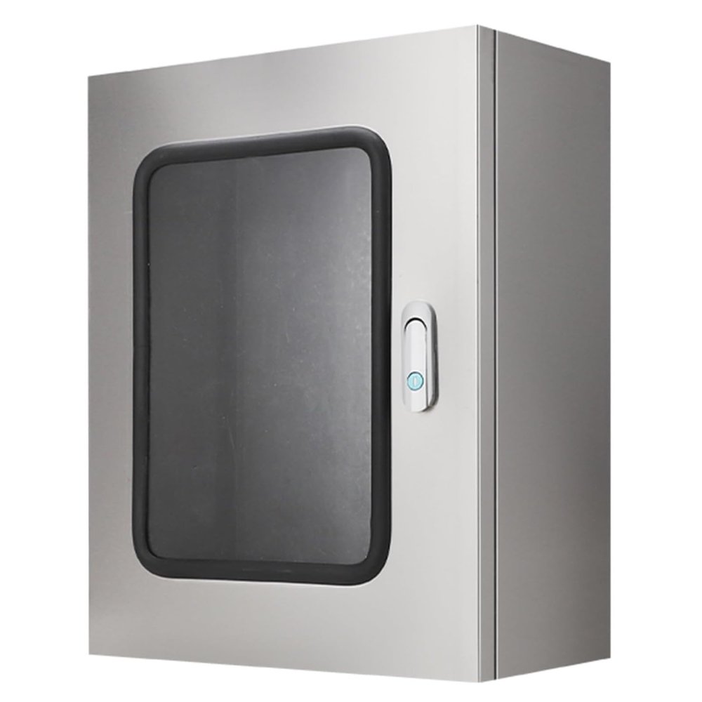 Surface-Mount Stainless Steel Distribution Box, IP65, with Lock, Viewing Window and Mounting Plate, 20 x 24 x 12 in