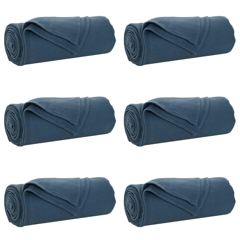 vidaXL Fleece Throws 6 pcs. Navy Blue 200 x 150 cm 2.52 kg