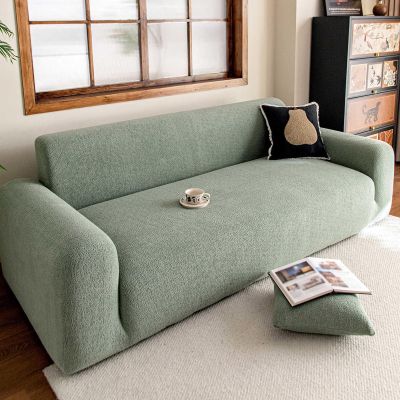 YUJOQUP Velvet Sofa Cover, 3-Seater, Stretch Couch Cover with Armrests, for Dogs and Cats — 1-Seater (90–140 cm), Green
