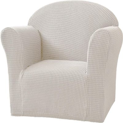 Kids' Sofa Cover, Stretch Armchair Slipcover for Toddlers, Waterproof Jacquard, 1-Seater Sofa Protector, Machine Washable, Peacock Blue (Q)