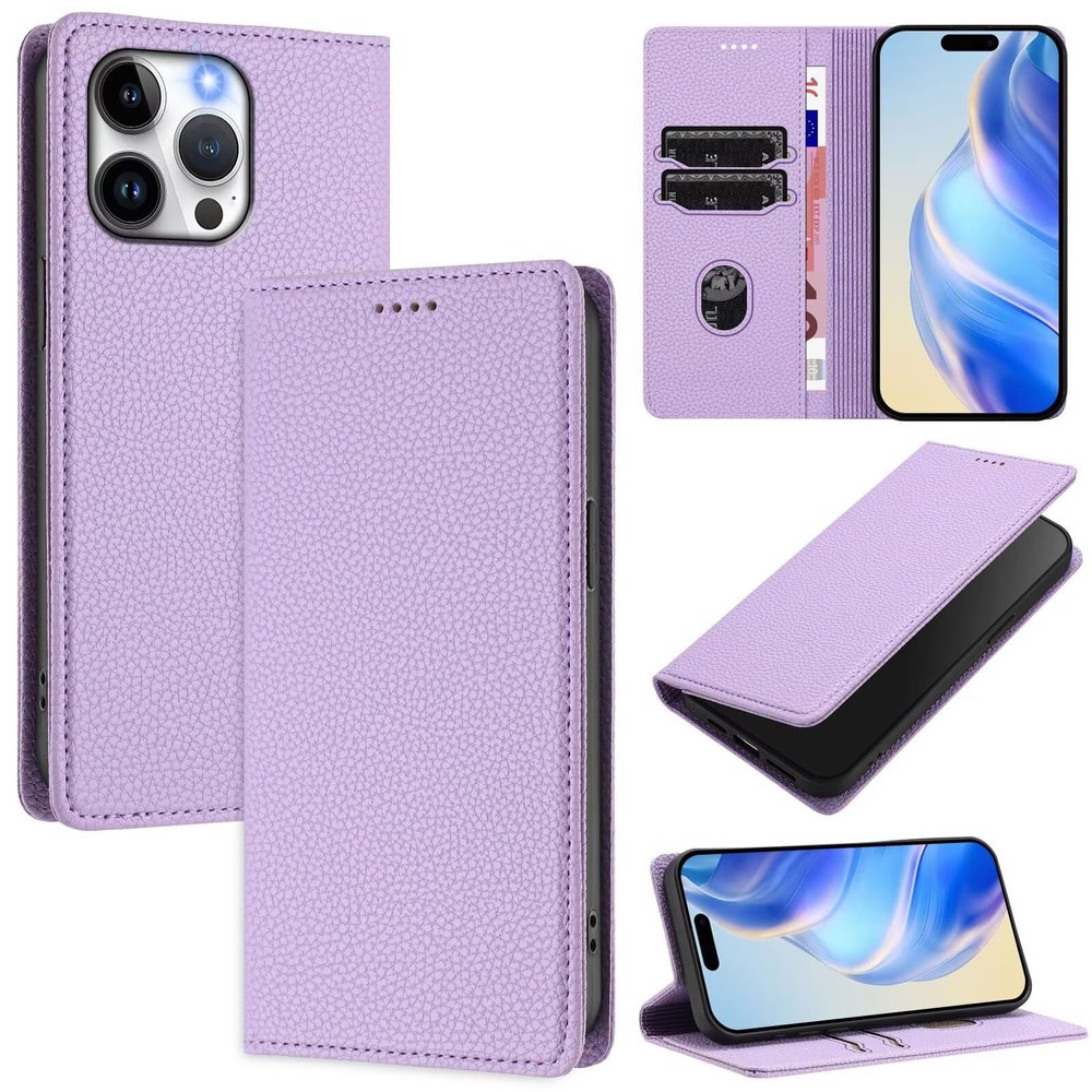 Beajew Premium Leather Flip Case for Nokia C02, Purple