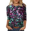 Women's Glitter Sequin Top with 3/4 Sleeves view 1