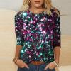Women's Glitter Sequin Top with 3/4 Sleeves view 3