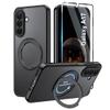 zZjoOoj Case for Samsung Galaxy A17 5G/4G with 360° Stand, Certified Military Protection, 1 Tempered Glass Screen Protector, Shockproof, Scratch-Resistant Matte Back, Black view 1