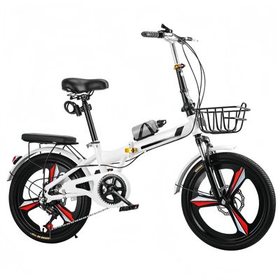 LINCYS 20/22-Inch Folding Bike for Adults and Teens, High-Carbon Steel Frame, Dual Disc Brakes, Suspension Fork, Adjustable Saddle and Handlebar, 100 kg Capacity
