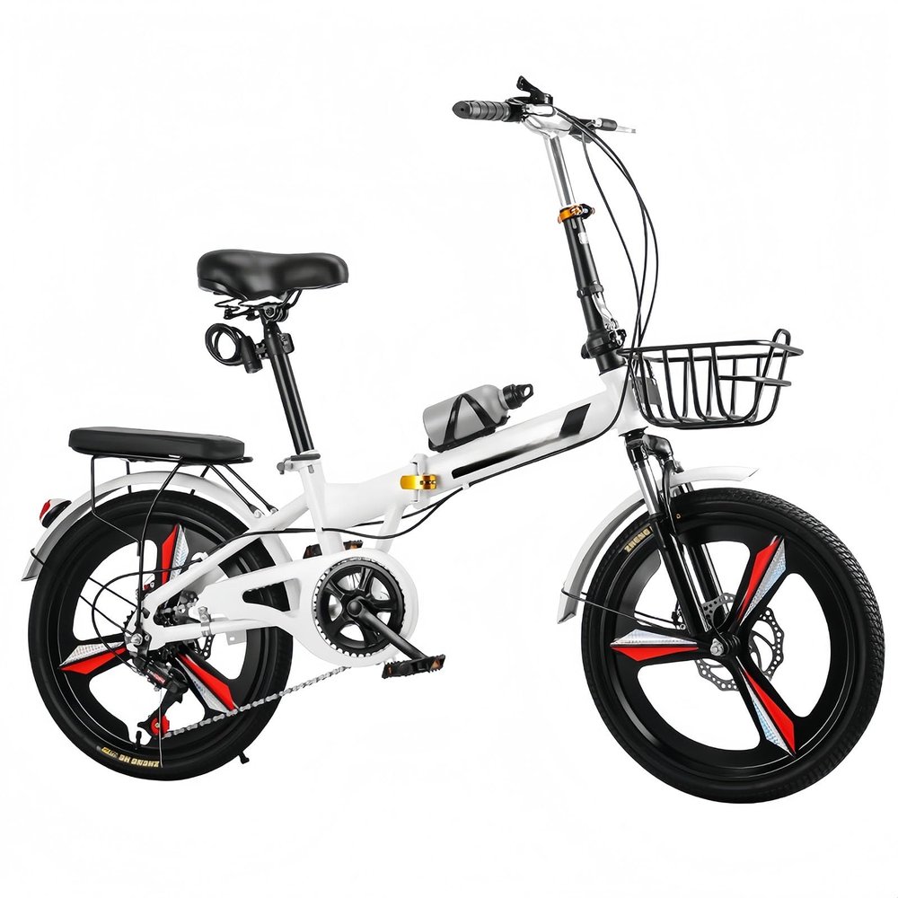 LINCYS 20/22-Inch Folding Bike for Adults and Teens, High-Carbon Steel Frame, Dual Disc Brakes, Suspension Fork, Adjustable Saddle and Handlebar, 100 kg Capacity
