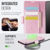 Teeirllim Case for iPhone 16 Pro Max, RFID Blocking, Premium PU Leather, Foldable Card Holder Flip Case, Pink view 2