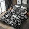 Generic 3-Piece Damask Floral Bedding Set 200 x 200 cm, Gothic Skull Flower Pattern view 1