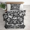 Generic 3-Piece Damask Floral Bedding Set 200 x 200 cm, Gothic Skull Flower Pattern view 2