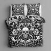 Generic 3-Piece Damask Floral Bedding Set 200 x 200 cm, Gothic Skull Flower Pattern view 3