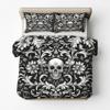 Generic 3-Piece Damask Floral Bedding Set 200 x 200 cm, Gothic Skull Flower Pattern view 4