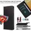 Beajew Flip Case for Xiaomi 15 Ultra, Premium Leather, RFID Card Slots, Magnetic Closure, Stand Function, Black view 4