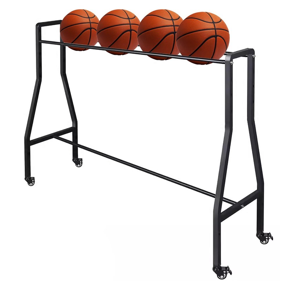 Adjustable Portable Basketball Storage Rack with Mobile Cart