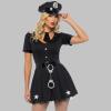 DASONLUE Women's Police Outfit Carnival Costume, Sexy Policewoman Dress, Accessories Set, Halloween Police Officer Role-Play Uniform, Party Cosplay Costume view 2