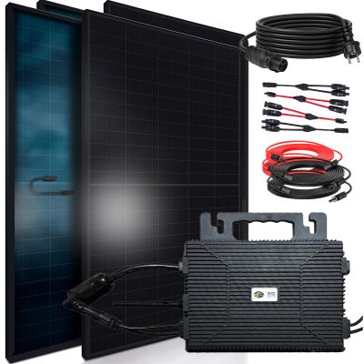 SUNNIVA 1840W Balcony Solar System with 800W ASTRO-E Inverter, Bifacial Full-Black Plug-In Kit, 5m Connection Cable, 4x 2.5m Solar Cables, 4x 460W N-Type Glass-Glass Panels