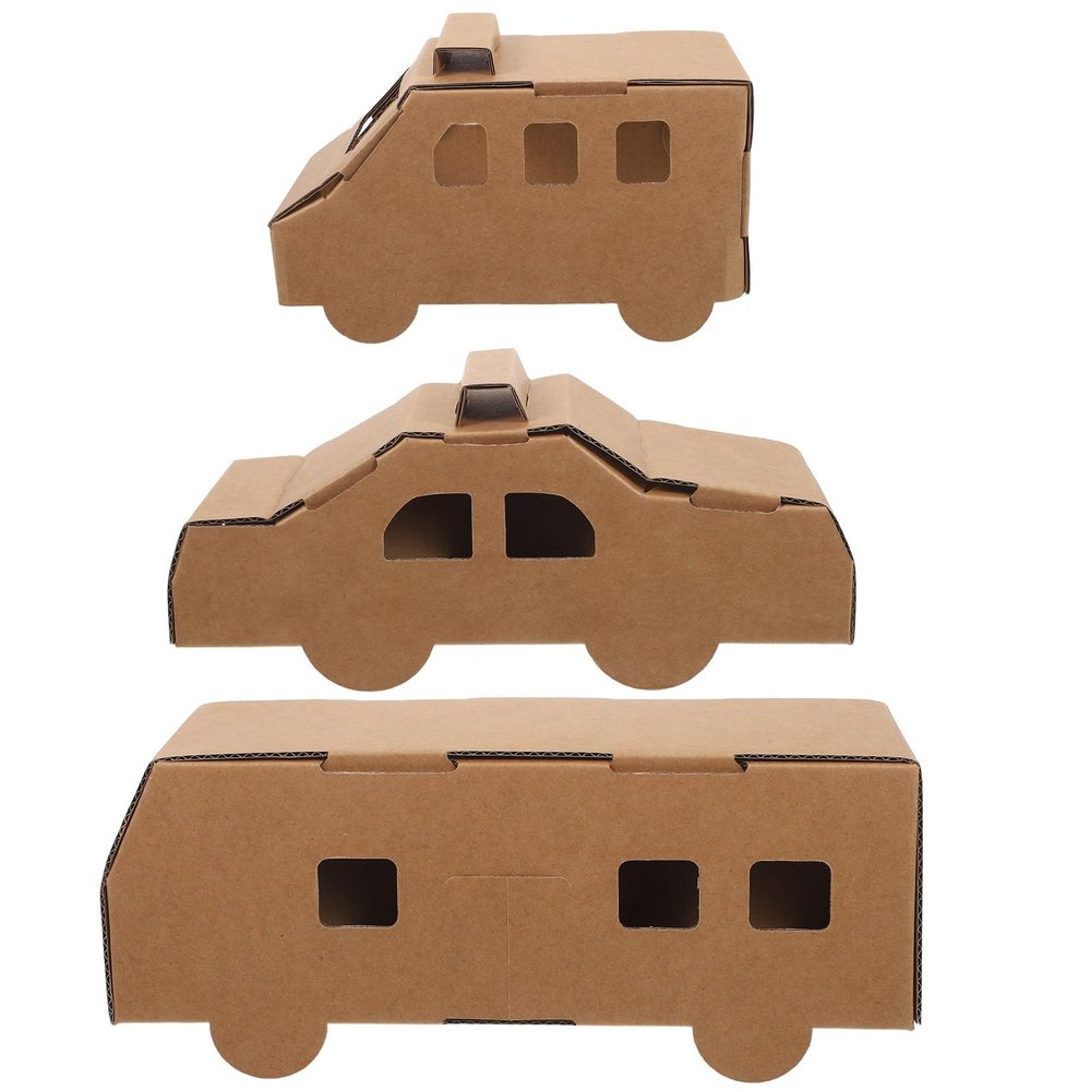 3-Piece Cardboard Paper Vehicle Craft Kit for Kids