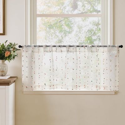 TOPICK Sheer Cafe Curtain, 1 Piece, H40 x W125 cm, Red
