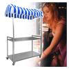 Foldable Food Cart on Wheels, Mobile Snack Kiosk, Outdoor Folding Stand for Events and Vendors, Commercial Use, Blue, 50 x 100 cm, Ideal for Street Food view 1