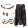 Women's Hippie Cowgirl Costume Vest, Boho 70s Fringe Denim Waistcoat view 1